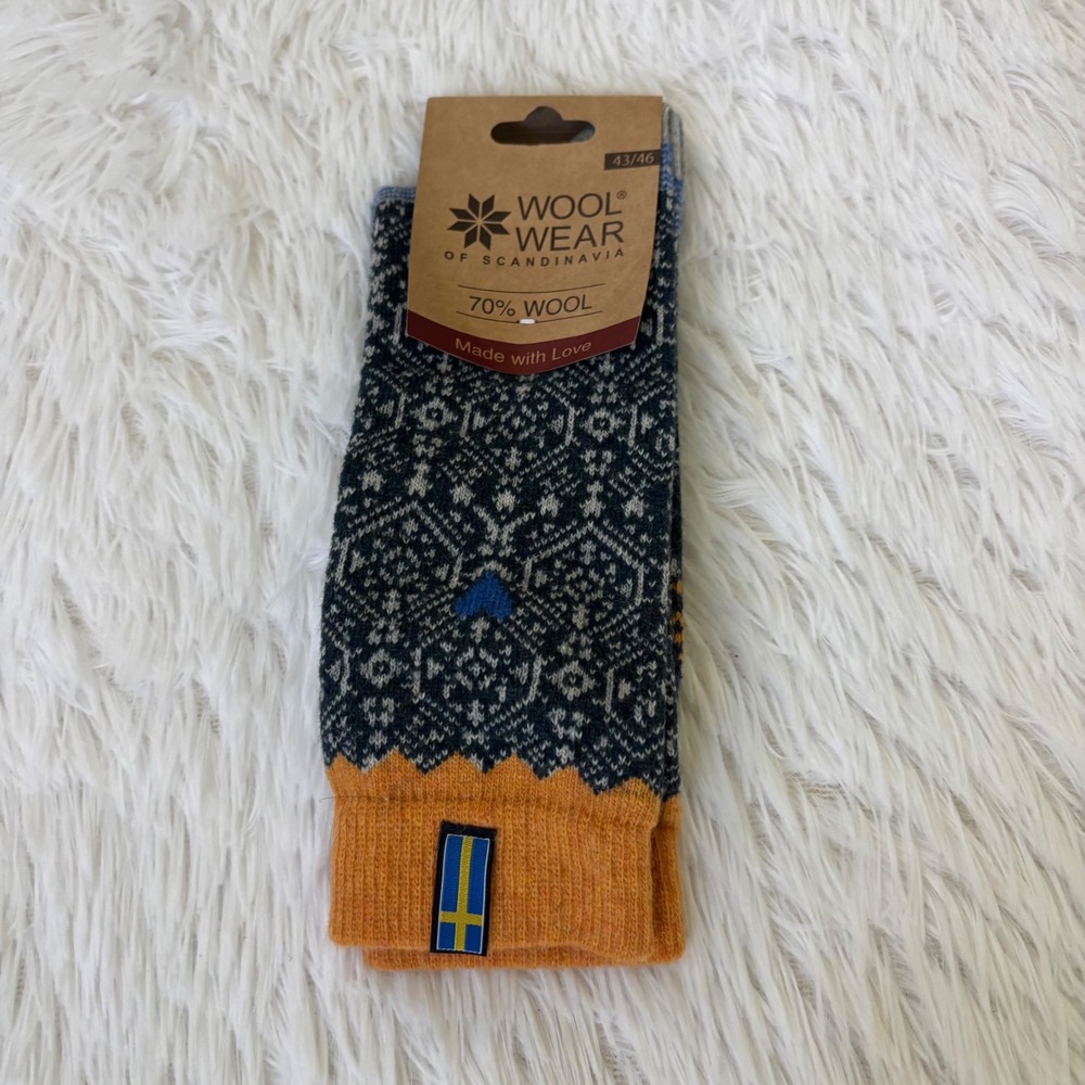 Wool Wear of Scandinavia Nordic Fair Isle Wool Socks Size 43/46 70% Wool New